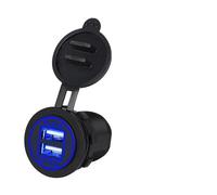 Szwaldaper Toma de Carga rápida B 3,0, Cargador 12v a 5v, 12 y 24v, Adaptador Conector Dual para Motocicleta, luz Potencia Salida con lámpara Toma de Carga Interior(Blue)