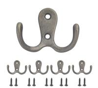 SZWLJ 5 Piezas Percheros Pared Duales, Estilo Retro Ganchos Para Colgar de Metal de Doble Púa con Tornillos, Gancho Pared se utiliza para colgar ropa, toallas, apto para dormitorio, baño