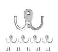 SZWLJ 5 Piezas Percheros Pared Duales, Plateado Ganchos Para Colgar de Metal de Doble Púa con Tornillos, Gancho Pared se utiliza para colgar ropa, toallas, apto para dormitorio, baño