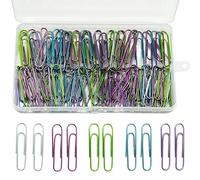 SZXMDKH 100 clips de papel grandes, clips de metal de colores de 2 pulgadas con caja para la escuela, documentos de papelería de oficina (50 mm, colores surtidos)