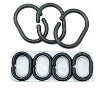 SZXMDKH 12 piezas de barra de plástico para cortina de ducha de baño, anillo de cortina deslizante (negro) (ring001)