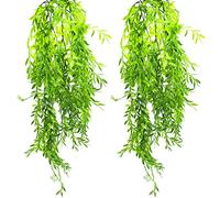 SZXMDKH 2 Piezas de Plantas Artificiales Colgantes, Hiedra de Plástico Falsa, Enredadera Artificiales Hojas de Mimbre para Jardín, Balcón, Boda, Pared Decoración de Interiores y Exteriores