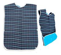 SZXMDKH Baberos impermeables para adultos, baberos lavables para comer, protector de ropa para ancianos, hombres y mujeres, azul, L