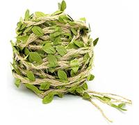 SZXMDKH Cuerda de yute con hojas verdes de 5 m, ideal para decoración de jardín, decoración de yute