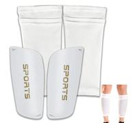 SZXMDKH Espinilleras de fútbol + Mangas de Alta Elasticidad para niños y niñas, espinilleras Deportivas | Protección contra Lesiones por Patadas (Blanco), Talla L