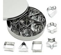 SZXMDKH Juego de 24 cortadores de galletas de acero inoxidable con forma de corazón, estrella, círculo, forma de flores, moldes para hornear galletas y fondant