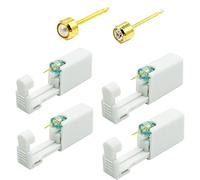 SZXMDKH Juego de 4 pistolas de perforación desechables para orejas asépticas sin dolor con 4 pendientes (dorados), Acero inoxidable