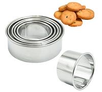SZXMDKH Juego de 5 Cortadores de Galletas Redondos Moldes Rosquillas de Acero Inoxidable para galletas Redondo, Donuts, Pastel, Cookie, Fondant