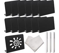 SZXMDKH Mini Pizarras de Plástico, 12 Pizarras de Pie, Pizarra Pequeña, PVC 100%, Negro, Minimalista, para Buffet, Decoración de Bodas, Cumpleaños, Bares y Fiestas