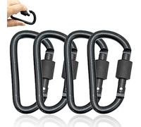 SZXMDKH Mosquetón de Aluminio, 4 Unidades, Forma de D, Negro, Cerradura con Tornillo, Ideal para Camping, Llavero, Senderismo, Pesca, Equipaje, Botella