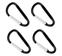 SZXMDKH Mosquetón pequeño, 4 mosquetones con clip en D, mini mosquetón para exteriores, pesca, senderismo, viajes (negro), M