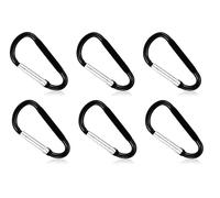 SZXMDKH Mosquetón pequeño con clip, 6 piezas de mosquetones con anillo en D, mosquetón mini para llavero, ideal para actividades al aire libre, pesca, senderismo, viajes (negro), M