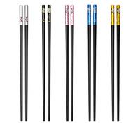 SZXMDKH Palillos de fibra de vidrio, 5 pares de palillos antideslizantes reutilizables para fideos de sushi, arroz, dorado, negro, rosa, azul, plateado, apto para lavavajillas