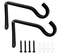 SZXMDKH Paquete de 2 soportes para cestas colgantes, ganchos para colgar en la pared, para jardín, césped, flores, comederos, plantas, linternas, carillones de viento (negro)