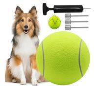 SZXMDKH Pelota de tenis gigante de gran tamaño de 9.5 pulgadas, aguja de bomba de aire y red de almacenamiento para niños, adultos, pelota de tenis divertida para mascotas, perro, juguete grande para