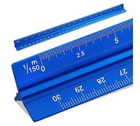 SZXMDKH Regla de escala triangular de 30 cm, regla de metal para arquitectos, 1/20, 1/25, 1/50, 1/75, 1/100, 1/150 (azul)