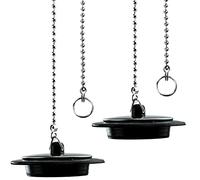 SZXMDKH Tapón de desagüe universal de 43 mm con cadena larga de bola de metal y anillo colgante, tapón de desagüe cromado y goma para fregadero, colador de repuesto para bañera, cocina, hogar