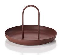 SZYDD Tito - Bandeja de almacenamiento de plástico para escritorio, bandeja redonda para joyas, caja de almacenamiento con asa