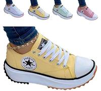 SZYDM 2022 Zapatillas de Lona de Moda para Mujer Deporte, Top bajo de Primavera de Gran tamaño para Mujer Plataforma Gruesa Zapatillas de Deporte Informales Bordadas de Color sólido,Beige,39EU
