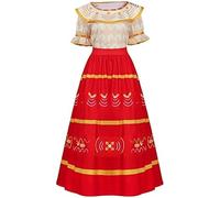 SZYDM Disfraz de Isabella para Mujer, Vestido de Cosplay, Halloween, Mirabel Madrigal, Manga Corta, Vestido Floral Rosa, Trajes con Gafas, Pendientes para Adulto,Dolores Dress,L
