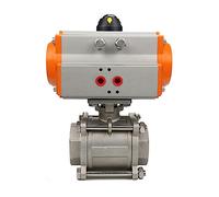 SZZAVCOIW Q611F-16P Válvula de Bola neumática Plataforma Alta Acero Inoxidable 304 Tres Piezas 4 Pulgadas, válvula DN100 con Cilindro Doble acción, 1 Uds(AT DN100)