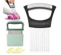 SZZETK Hoja de Patata Corrugada y Rebanador de Cebolla, Cortador de Ondas, Soporte de Ceboll, Ayuda de Corte de Acero Inoxidable, Para Cortar Carne, Verduras, Frutas, Patatas, etc