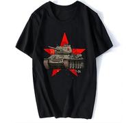 T-34 Soviet Tank WWII Russian Army Historic Red Star Men T-Shirt Black S