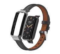 T-BLUER Compatible con Xiaomi Mi Band 7 Pro Correas,Mi Smart Band 7pro Accesorios de Pulsera de Correa de Cuero de Repuesto con Marco de Metal para Mi Band 7 Pro Smart Bracelet,Negro