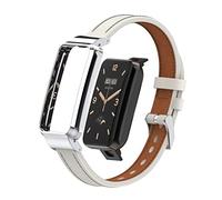 T-BLUER Compatible con Xiaomi Mi Band 7 Pro Correas,Mi Smart Band 7pro Accesorios de Pulsera de Correa de Cuero de Repuesto con Marco de Metal para Mi Band 7 Pro Smart Bracelet,Blanco