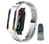 T-BLUER Compatible con Xiaomi Redmi Smart Band Pro Correas, Correa de Repuesto de Metal de Acero Inoxidable Plateado, 23 mm, 140-205mm, Diseño Jubilee, Cierre Plegable de Doble Bloqueo