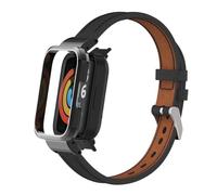 T-BLUER Compatible con Xiaomi Redmi Watch 2 Lite Pulseras,Accesorios de Correa de Cuero de Reemplazo con Marco de Metal para Xiaomi Redmi Watch 2 Lite Fitness Tracker,Negro
