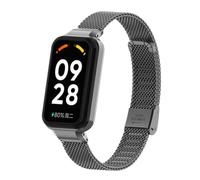 T-BLUER Correa compatible con Xiaomi Redmi Band 2, correa de repuesto de metal de acero inoxidable con marco de metal para Xiaomi Smart Band 8 Active, FG1 Negro, 150-205 mm, Clásico