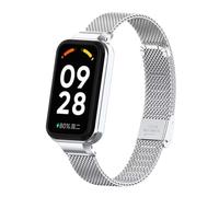 T-BLUER Correa compatible con Xiaomi Redmi Band 2, correa de repuesto de metal de acero inoxidable con marco de metal para Xiaomi Smart Band 8 Active, FG1 Plata, Clásico