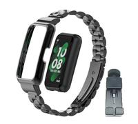 T-BLUER Correas compatibles con Huawei Band 9/8/7 Correa,Acero Inoxidable de Reemplazo de Metal Pulsera con Marco de Metal para Huawei Band 7/8/9 Mujer Hombre Negro