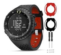 T-BLUER Watch Band Compatible para Suunto Core Pulsera,Correa de repuesto de silicona y funda protectora completa para el reloj inteligente Suunto Core,Negro Rojo