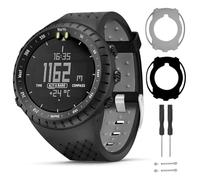 T-BLUER Watch Band Compatible para Suunto Core Pulsera,Correa de Repuesto de Silicona y Funda Protectora Completa para el Reloj Inteligente Suunto Core,Negro Gris