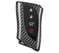 T-Carbon Funda para Llavero Lexus, Protector de Llavero de Fibra de Carbono Real para Lexus GX460 LC500 LS500 RZ450 RX350 ES350 NX 2018-2023 Funda de Llave remota (Negro Plateado)
