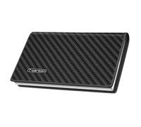 T-carbon Tarjetero de fibra de carbono real, funda delgada de acero inoxidable con cierre magnético, diseño de bolsillo ligero para tarjetas de visita y crédito estándar (negro)