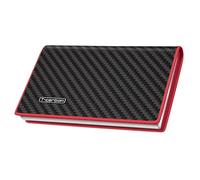T-carbon Tarjetero de fibra de carbono real, funda delgada de acero inoxidable con cierre magnético, diseño de bolsillo ligero para tarjetas de visita y crédito estándar (rojo)