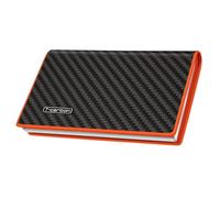 T-carbon Tarjetero de fibra de carbono real, funda delgada de acero inoxidable con cierre magnético, diseño de bolsillo ligero para tarjetas de visita y crédito estándar (naranja)