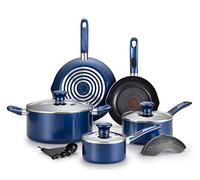 T-Fal Excite ProGlide - Juego de utensilios de cocina antiadherentes Thermo-Spot con indicador de calor, aptos para lavavajillas y horno, 14 piezas, color azul