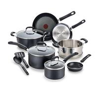 T-fal Experience - Juego de utensilios de cocina antiadherentes de 12 piezas, inducción, apto para horno a 350 F, juego de cocina con sartenes, cacerola, olla, utensilios de cocina, ollas y sartenes,