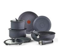 T-fal Ingenio Essentials - Juego de utensilios de cocina antiadherentes, 11 piezas, apto para horno, utensilios de cocina apilables, juego de ollas y sartenes, RV, camping, sartenes, mango