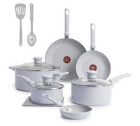 T-fal Refresh - Juego de utensilios de cocina antiadherentes de cerámica de 12 piezas, apto para horno de 350 F, juego de cocina con sartén para huevos, sartenes, cacerolas, horno holandés, tapas,