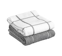 T-Fal Textiles parqué de Color sólido diseño 100% algodón Cocina Toalla de Plato, Gris, 2 Unidades
