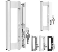 T-HAKEN Juego de manijas de puerta corrediza de vidrio, 6-5/8 pulgadas, color blanco, repuesto de manija de puerta de patio que es de 1 pulgada. a 1-1/8 pulgadas. Grueso utilizado tanto en zurdos como