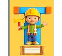 *T* HOME BUILDER LETTER MONOGRAM COMPOSITION NOTEBOOK Diary Journal Cute Real Estate Construction Building Tool Contractor Figurine Doll Art: ֍Wide ... Kids Child GIFT PreSchool School Kindergarten