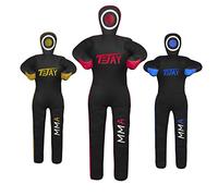 T=JAY Maniquí de Agarre de posición de pie MMA para jiu jistu brasileño BJJ, Lucha Libre, Lanzamiento de Judo Karate y Chupete para sumisión, sin Relleno (47 Pulgadas (Pulgadas), Negro Rojo)