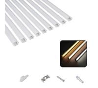 T&K Perfil de aluminio LED 9 x 1M plata en forma de U de instalación oculta con cubierta opalina, tapas finales y clip de montaje, canal de aluminio, perfil angular anodizado para tiras y cintas LED