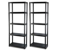 T-LoVendo 2X Estanteria de Plastico de 5 Baldas Polipropileno PP Negra 171x61x31 cm Garaje Cocina Despensa Terraza Oficina Trastero